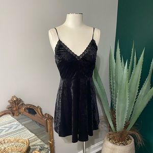 Black velvet spaghetti strap dress